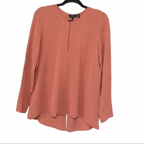 Theory Silk Slit Tunic size S pink russet T115 - Picture 2 of 12